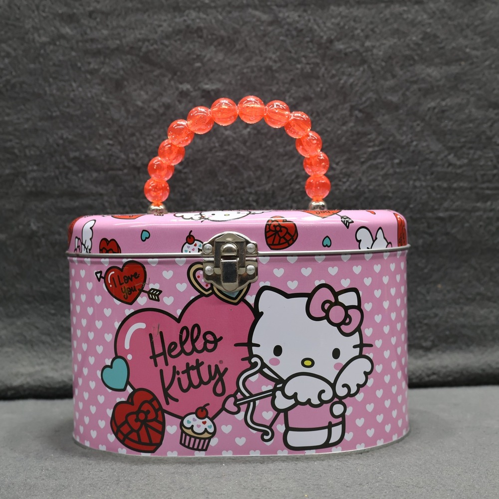 Hello Kitty Valentine‎ Cupid Tin Box Purse Sanrio Beaded Handle